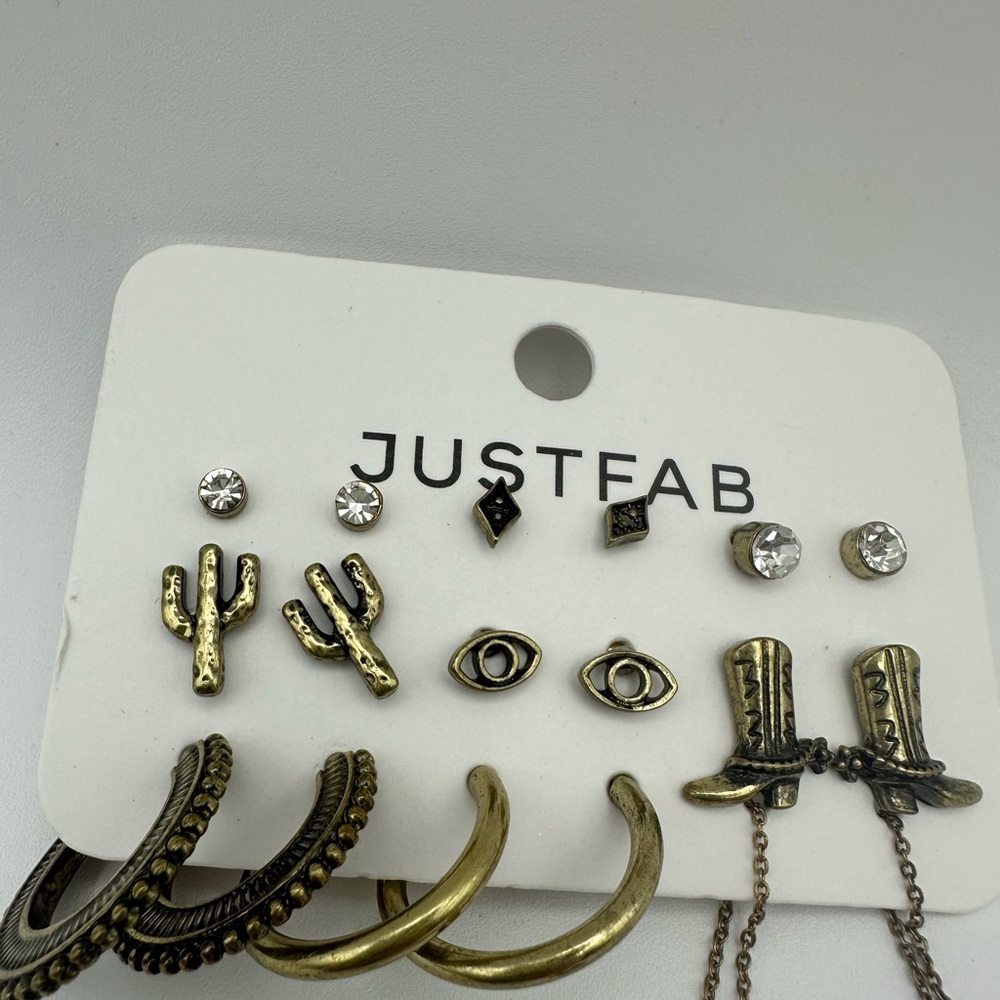Set of Nine Antique Gold Tone Earrings - Picture 4 of 16